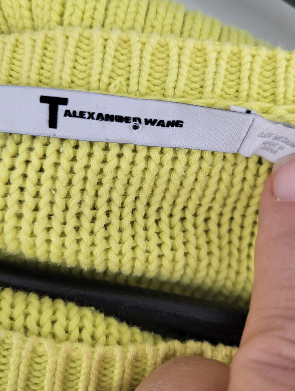 T by Alexander Wang neon yellow oversized crewneck sweater Size Medium - Picture 5 of 5